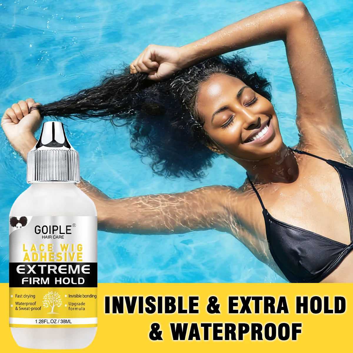 Wig Install Kit Waterproof Lace Wig Glue Invisible Bond Strong Hold Wig Adhesive Remover Hair Wax Stick Edge Control Elastic Band All in One Wig Install Kit for Wigs, Beginners, Daily, Travel