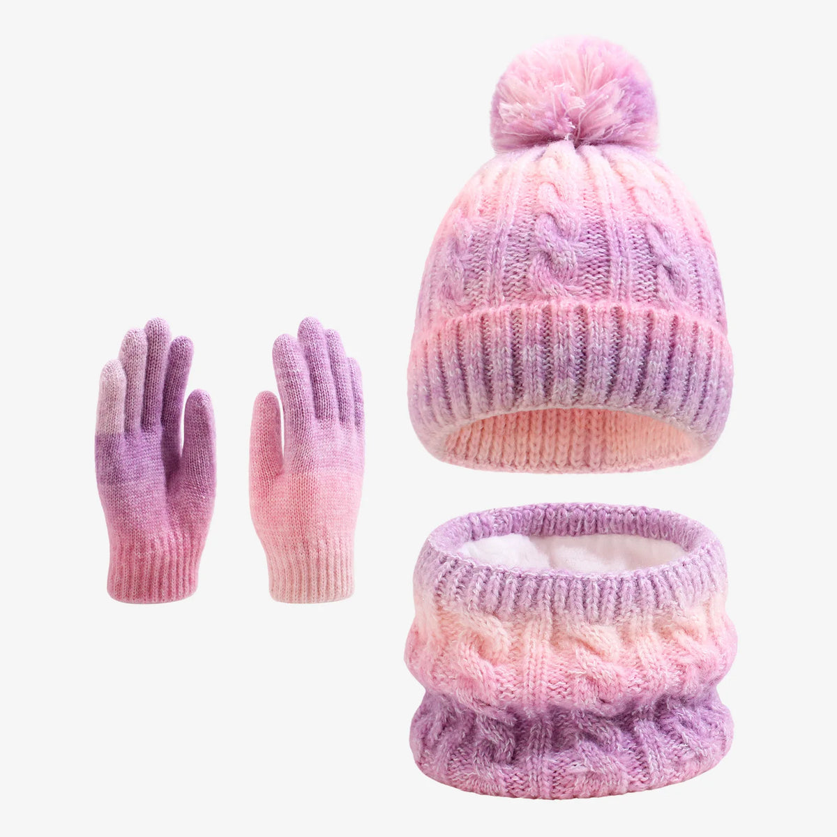 Solid color fleece children's hat, scarf and gloves set by HSF Marketplace
