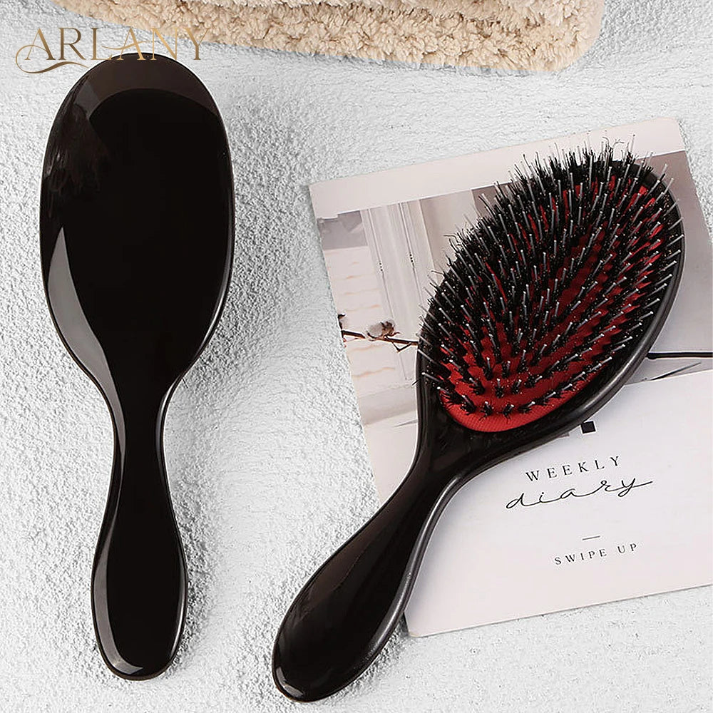 HSF Marketplace ARLANY boar bristle hair brush with massage comb for styling and hair care, salon-quality hairdressing tool