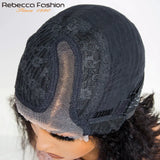 Reddish brown 14-inch kinky straight bob lace wig with side part, natural hairline, human hair, black color, glueless style.