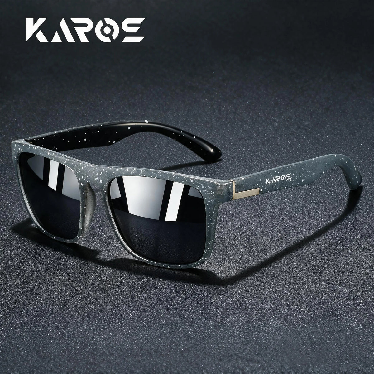 Unisex square vintage sunglasses with UV400 polarized lenses, HSF Marketplace brand, stylish design, reflective dark frames.