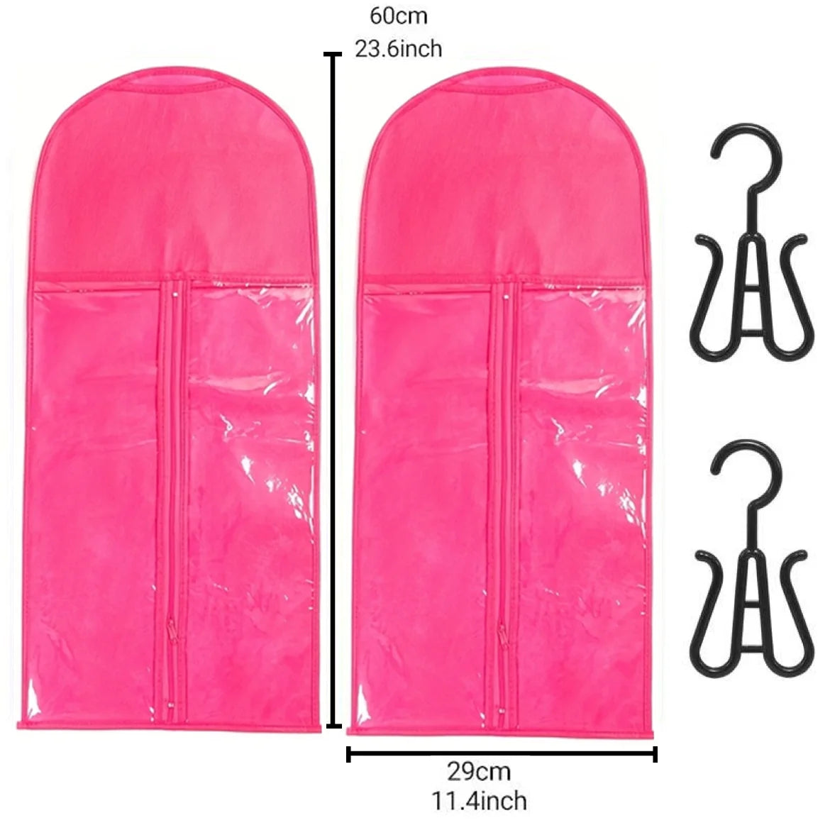 1/2Set Wig Storage Bag With Hanger Hair Bags With Plastic Hanger for Hair Black Wig Organizer Hangers For Multiple Wigs