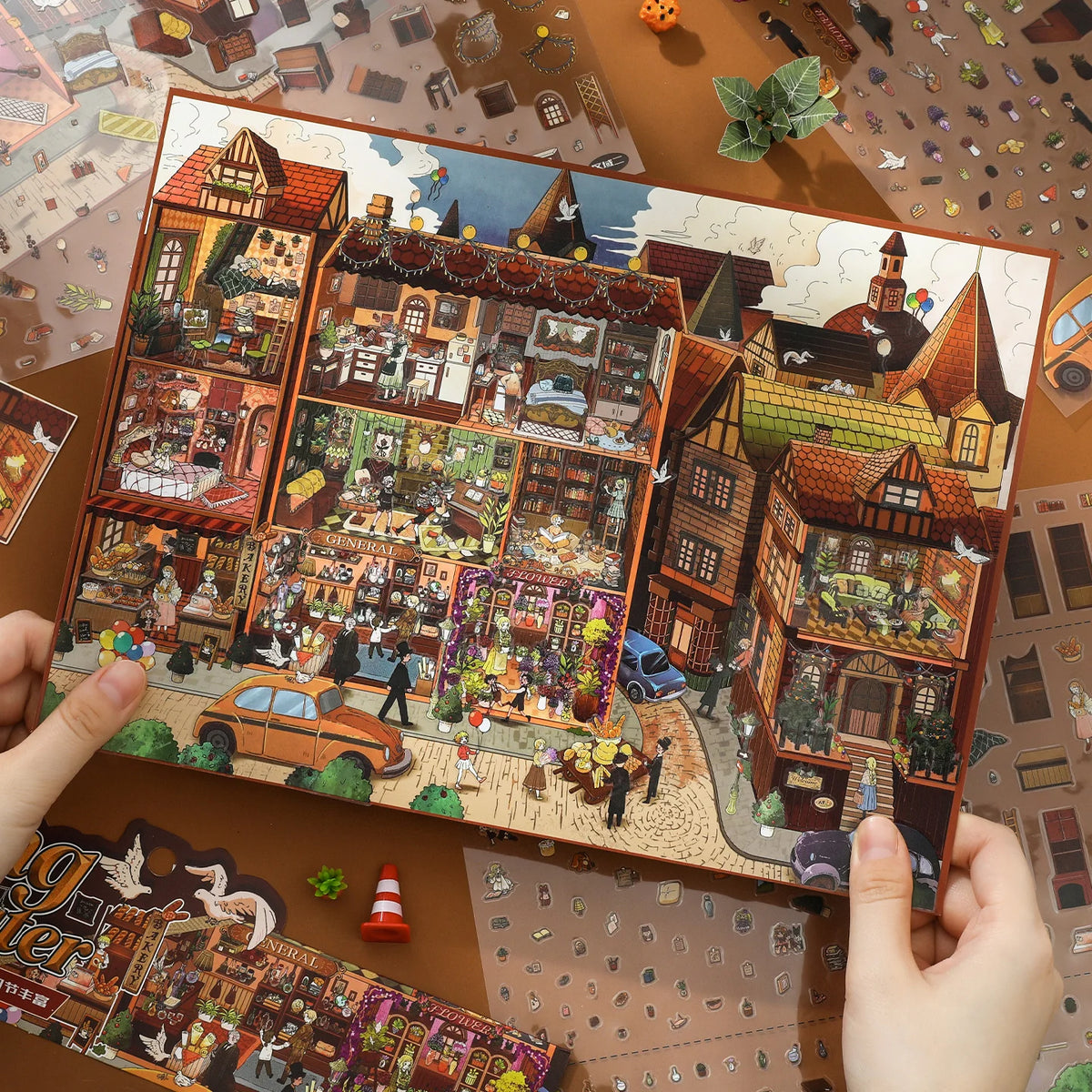 Kawaii 3D street view landscape sticker for DIY pocket cabin, HSF Marketplace sticker therapy design