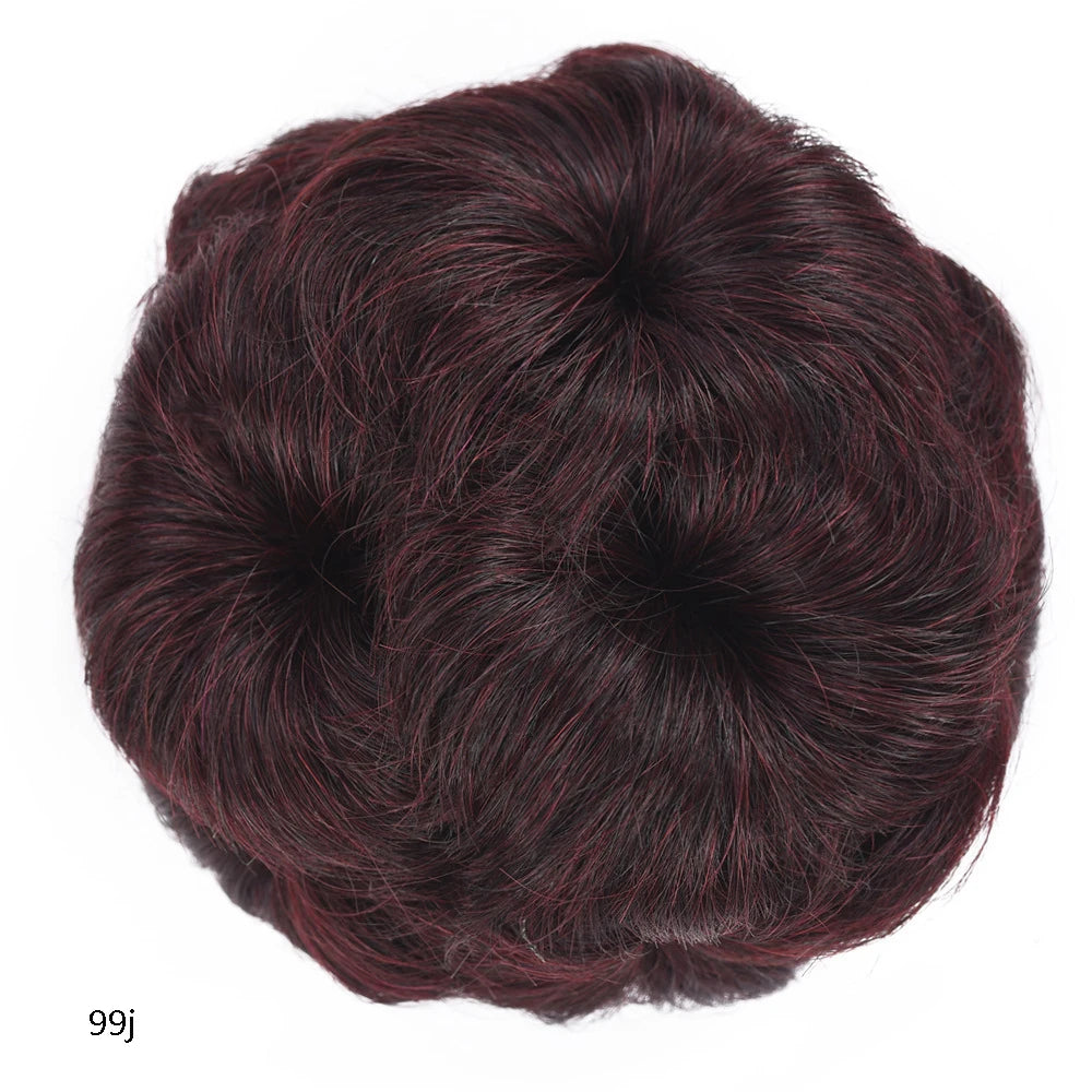 Black embellished human hair claw ponytail extension updo bun wig for women