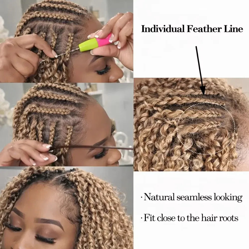 #27 Honey Blonde Miracle Knots Crochet Human Hair Deep Wave Feather Crochet Hair For Boho Braids Burmese Curly Crochet Hair Deep Wave Bundles 100% Human Hair Crochet Hair Extension Deep Curly Crochet Hair For Black Woman  #30