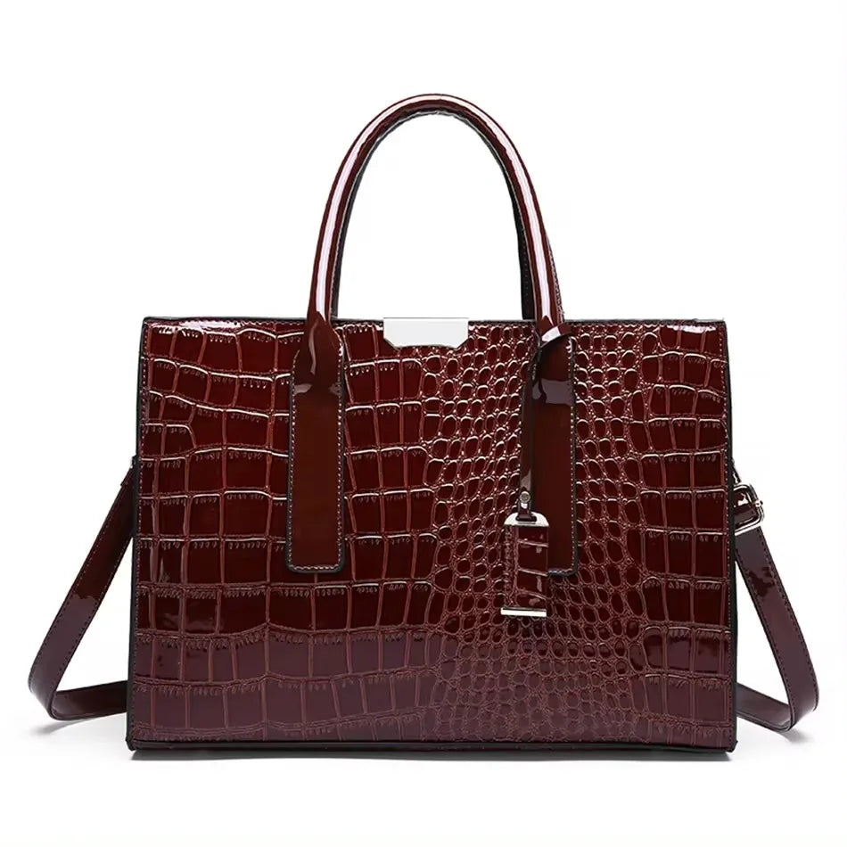 Genuine soft PU leather handbag for women, vintage shoulder tote bag with large capacity, luxury designer style, HSF Marketplace.
