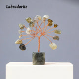 1pc Natural Gemstone Crystal Chakela Lucky Tree With Block Base Home Office Desk Living Room Crystal Decor Mini Sized Home