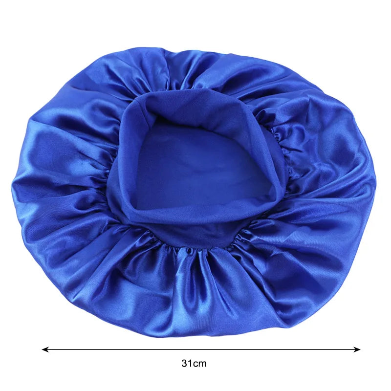 Satin wide brim nightcap with elastic band for comfortable sleep by HSF Marketplace