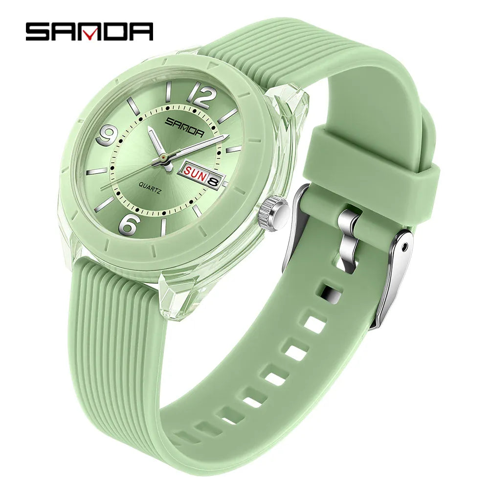SANDA Quartz Watch for Women Waterproof Auto Date Week Elegant Luxury Ladies Wristwatch Waterproof Analog Women's Watches
