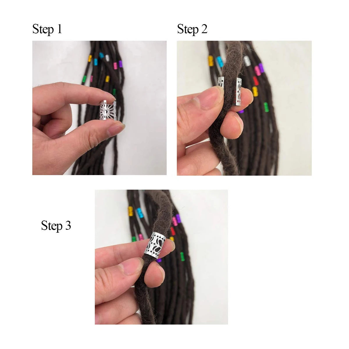 100Pcs Metal Hair Tube Adjustable Dreadlock Dread Braids Beads Cuffs Clip for Women Men Kids Hair Accessories Styling Tools