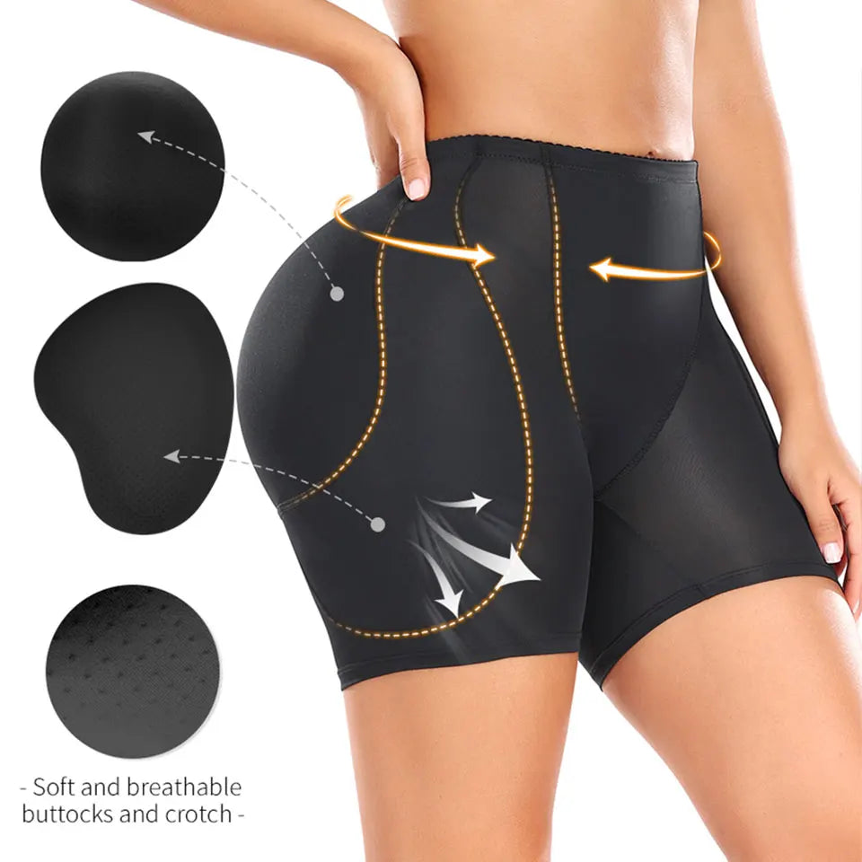 HSF Marketplace full buttock padded panties, thick pad body shaping shorts with full coverage and hourglass silhouette