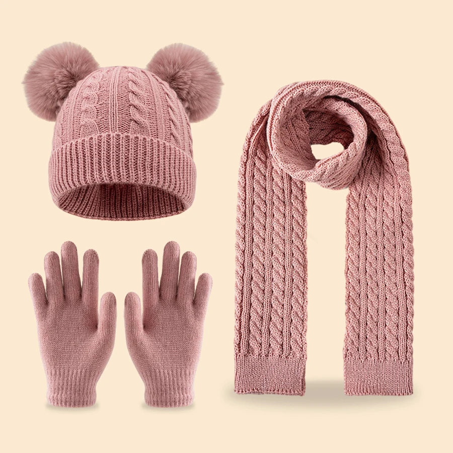 Children's winter tassel scarf, hat and gloves set for ages 3-14 by HSF Marketplace