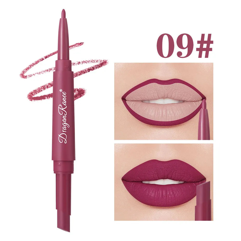 Waterproof nude matte lip liner and rose red lipstick pencil, double-ended 2-in-1 makeup tool by HSF Marketplace, moisturizing and long-lasting.