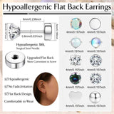 10 pairs flat back stainless steel earrings for sensitive ears by HSF Marketplace