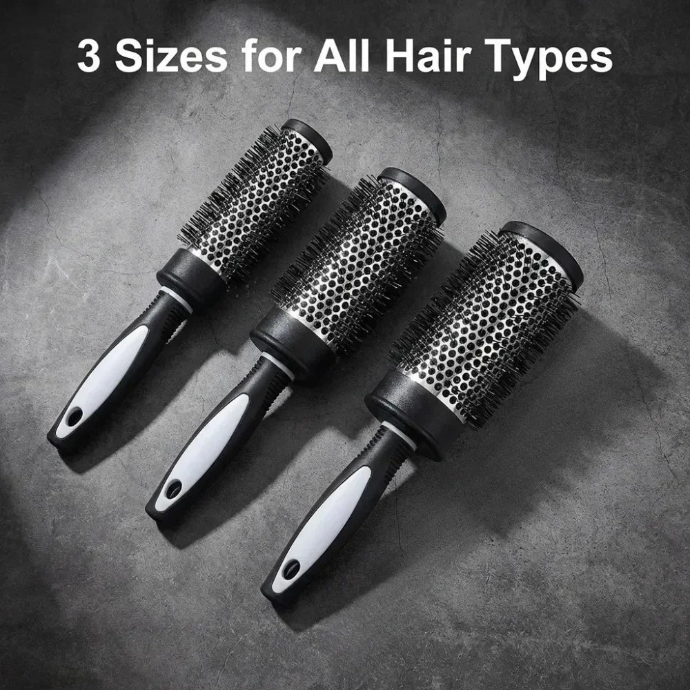 Thermal Round Hair Brush Set Anti-slip Handle Nylon Bristle Salon Hairdressing Curle Roller Comb Blow Drying Volume Styling Tool
