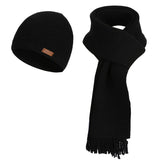 Women's warm woolen hat, scarf and gloves set in a coordinated winter accessory design
