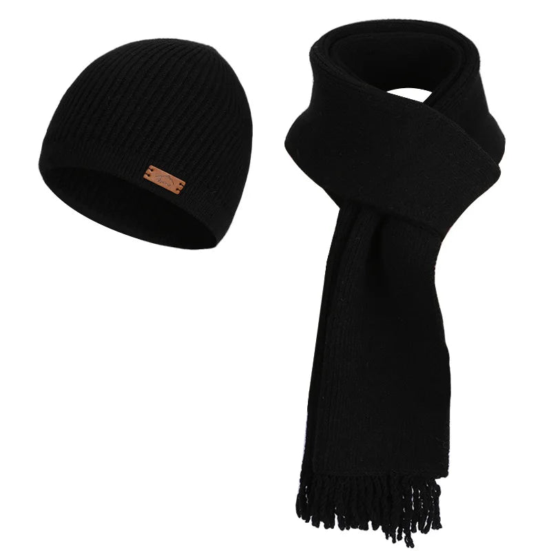 Women's warm woolen hat, scarf and gloves set in a coordinated winter accessory design