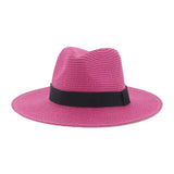 Women's black ribbon Panama straw hat for spring and summer sun protection by HSF Marketplace