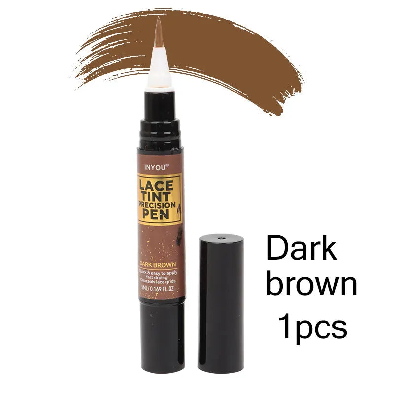 Lace Tint Pen Tinted Lace Precison Parting Pen Black Medium Dark Light Brown 5Ml 0.17Oz - Wig Lace Tint With Brush Applicatior