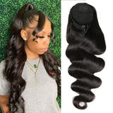 Brazilian straight unprocessed human hair drawstring ponytail extension for Black women