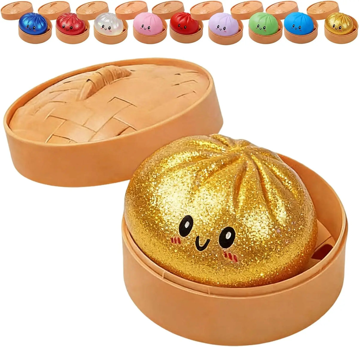 A2027Glitter Dumpling Glitter Dumpling Squishy with Box Dumplings Sensory Squeeze Toy for Stress Relief