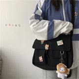 Women’s printed canvas messenger bag from HSF Marketplace, casual shoulder bag with a sweet pattern and versatile crossbody style.
