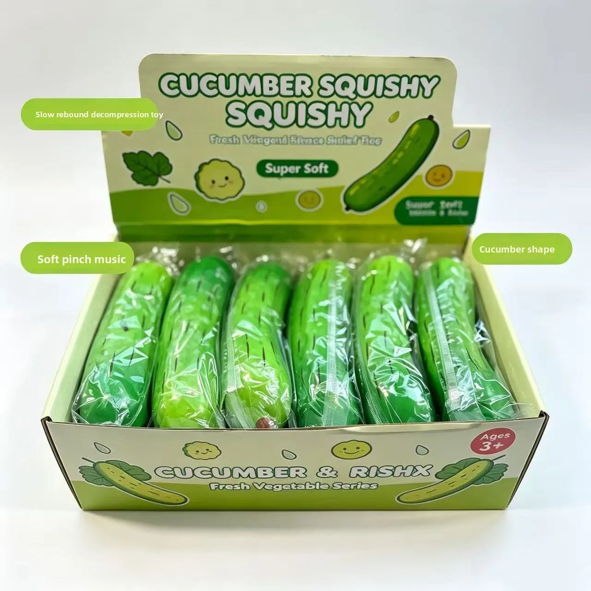 Hot Selling PU Slow Rising Squishy Toy, Realistic Cucumber Fruit Squeeze Stress Relief Decompression Fidget Toy Prop Model