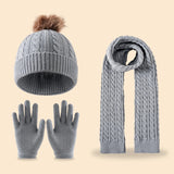 Kids winter fleece scarf, hat and gloves set with double-ball hat, ages 3–14Y, HSF Marketplace