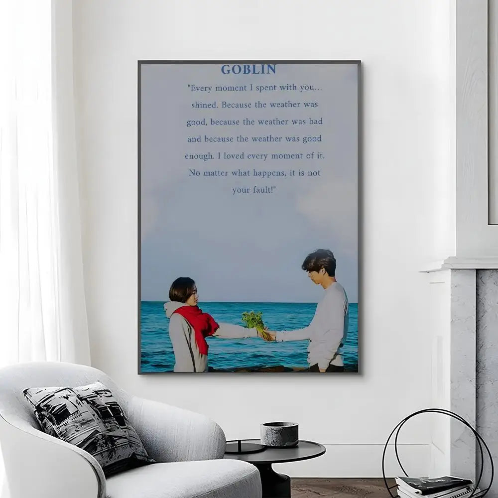 Korean drama Goblin poster canvas art featuring a romantic fantasy scene for home decor