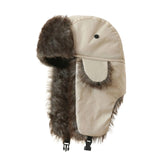 Unisex Russian faux fur trapper aviator hat with warm earflaps for winter skiing, suitable for men and women