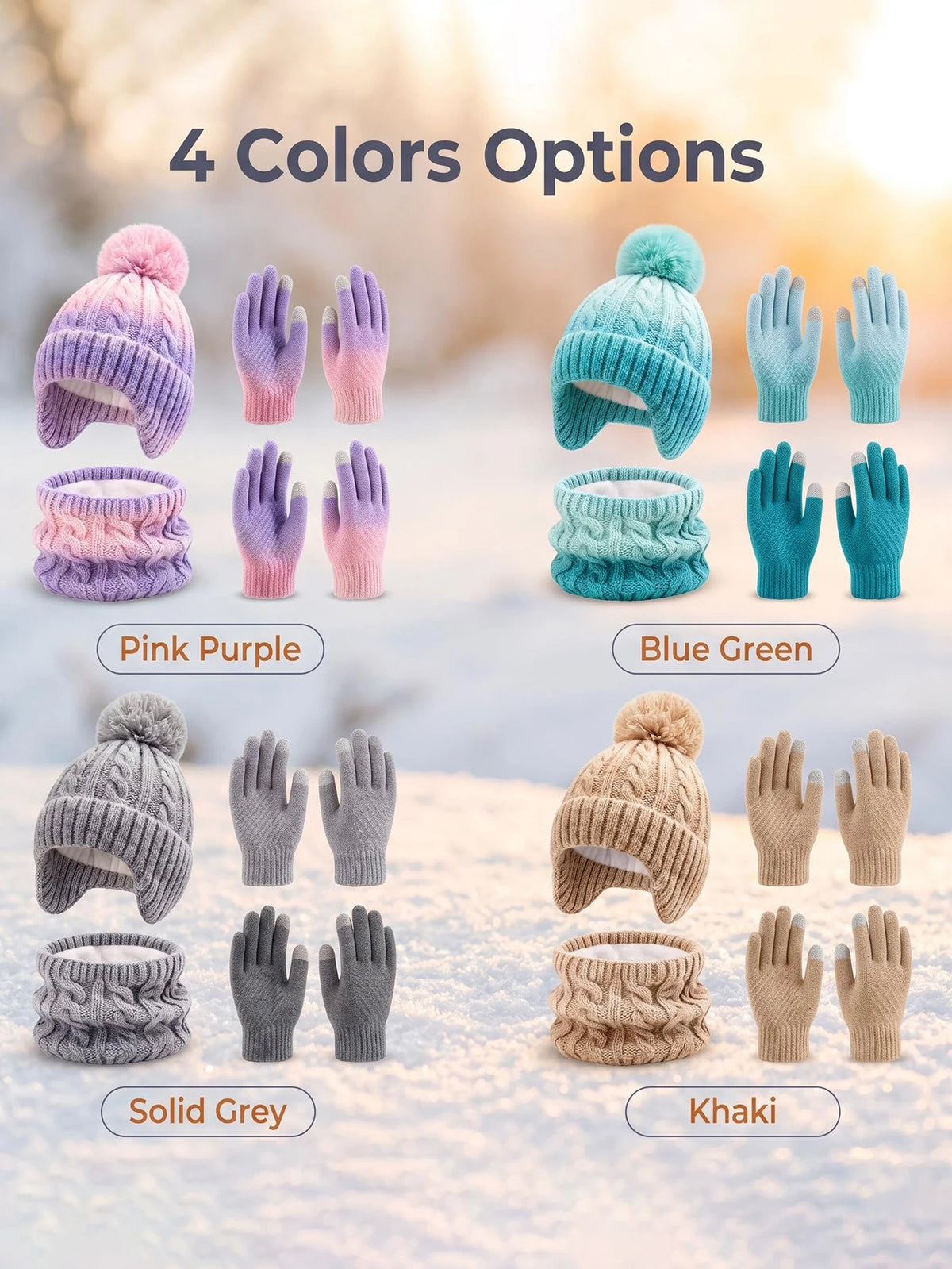 Children's warm fleece hat, scarf and gloves set for boys and girls by HSF Marketplace