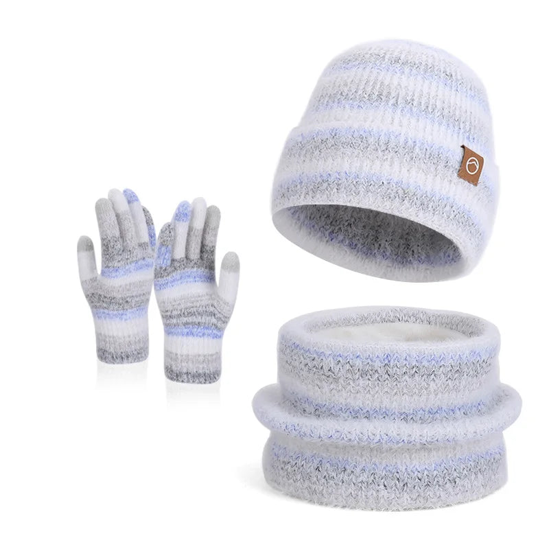 Women's winter cap, gloves and scarf set with fleece lining by HSF Marketplace