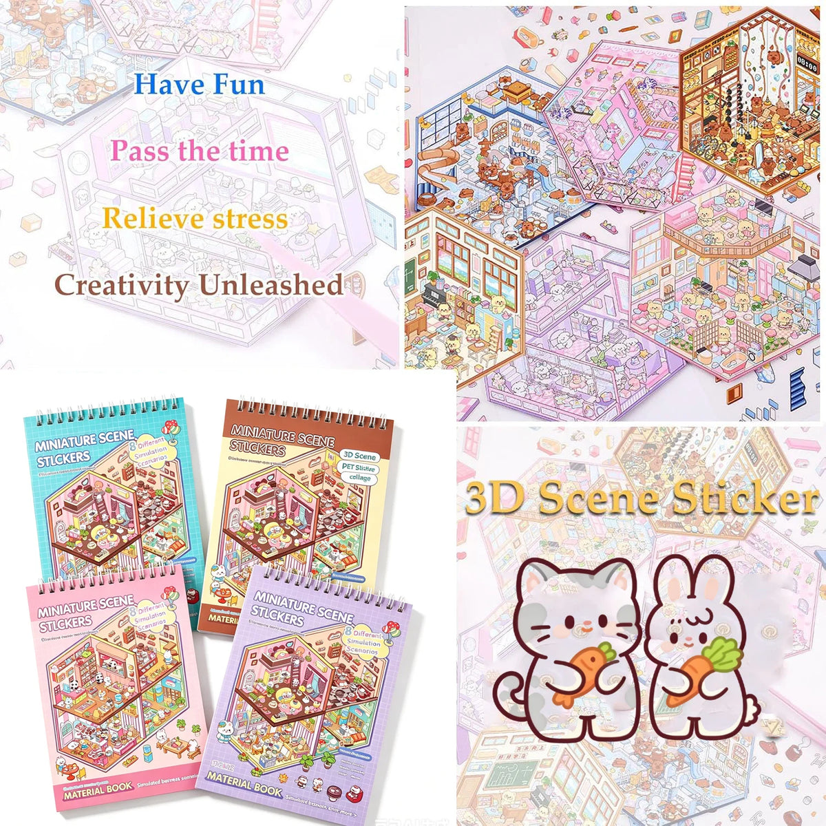 3D scenes stickers book for creative kids room decoration by HSF Marketplace