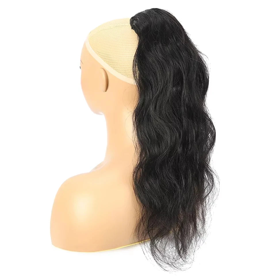 Body wave drawstring ponytail human hair extensions, wrap-around clip-in ponytail in 8-26 inches