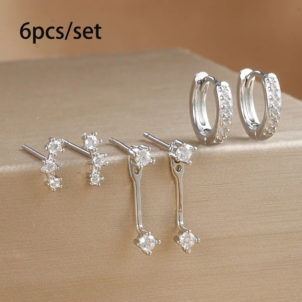 3 pairs of zircon little huggies hoop earrings set, stainless steel cartilage piercing jewelry for women