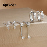 3 pairs of zircon little huggies hoop earrings set, stainless steel cartilage piercing jewelry for women