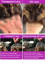 Highlight Brown Wig 13x4 HD Transparent Human Hair Deep Wave Frontal Wig Hd Lace Wigs 30 36 Inch Burmese Curly Wigs P4/27 Colored Water Wave 13x6 Full Lace Wig Wet and Wavy Lace Frontal Wigs Bleached Knot 250% Density ﻿