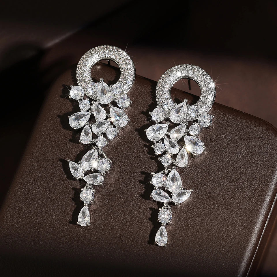 Elegant blue cubic zirconia drop earrings for women by HSF Marketplace