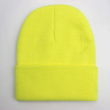 Unisex soft knitted winter beanie hat in women's style, available in 24 colors