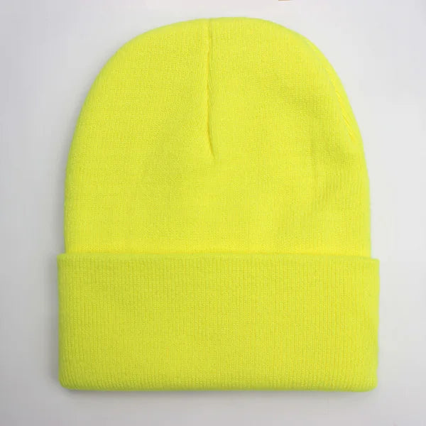 Unisex soft knitted winter beanie hat in women's style, available in 24 colors