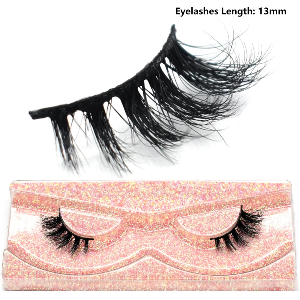 3D Mink Half Eye Lashes Natural Lightweight Short Fake Eyelashes Soft Fluffy Clear Band Strip Mink Lashes Extension