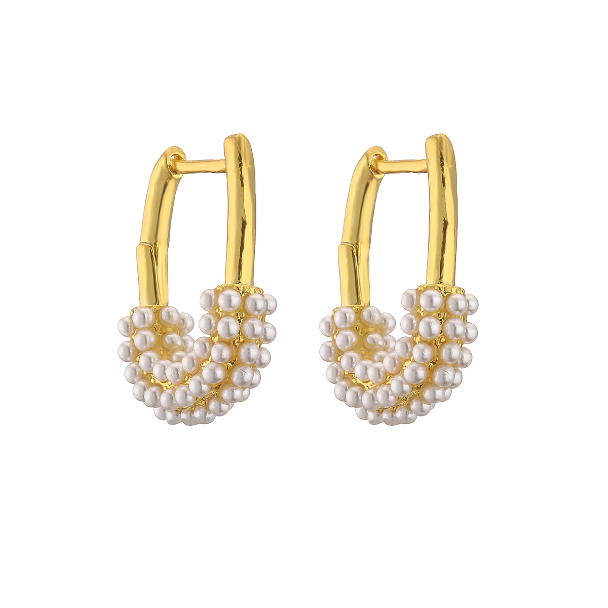 Elegant pearl hoop earrings with sparkling CZ accents for women by HSF Marketplace