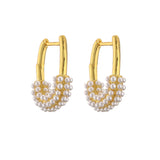 Elegant pearl hoop earrings with sparkling CZ accents for women by HSF Marketplace