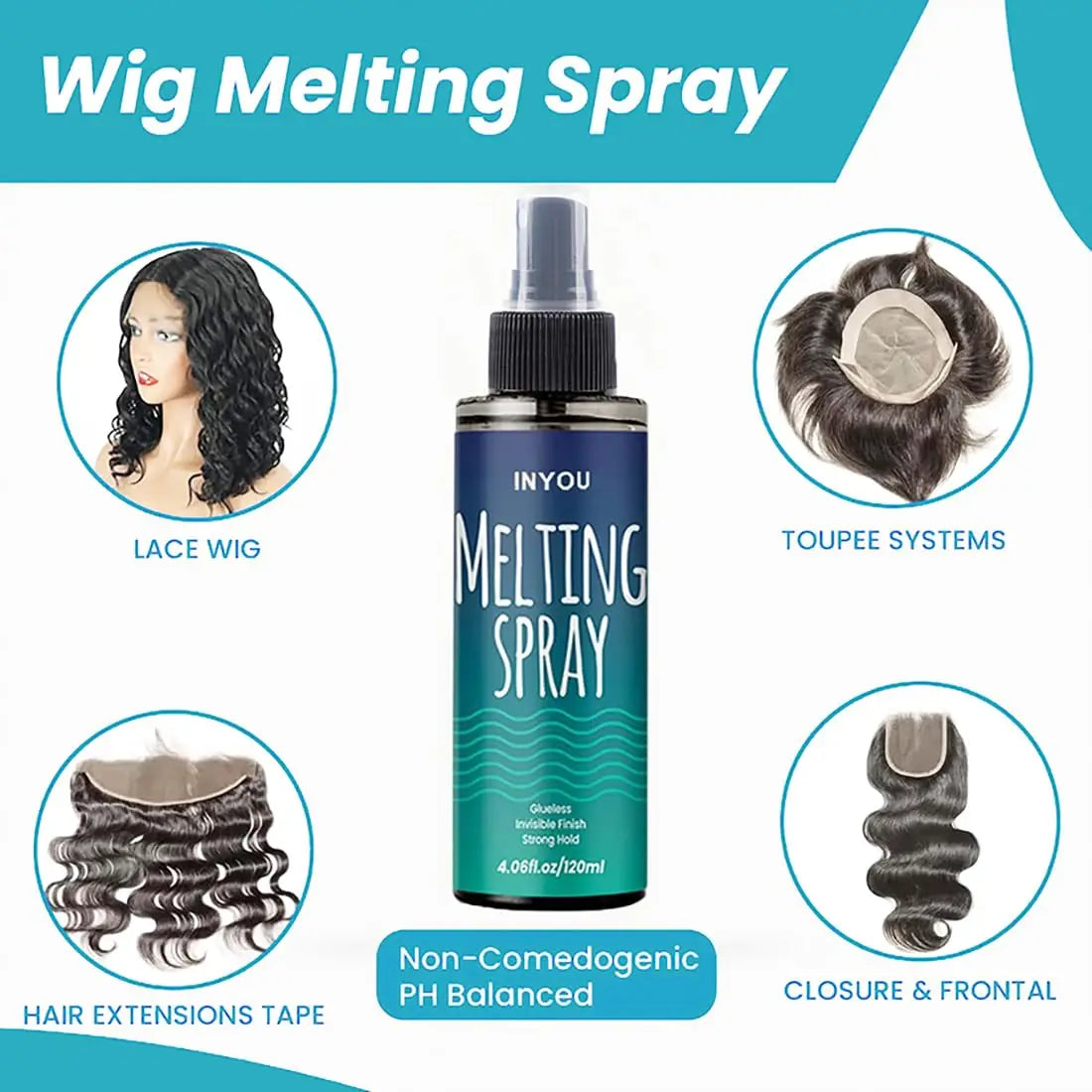 4PCS Wig Glue Spray for Front Lace Wig Lace Melting Spray And Lace Bond Spray Wig Glue Spray hair Lace Glue Kit Wig Kit