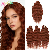 Magic 24Inch 3PCS Loose Wave Synthetic Crochet Hair Bundles Copper Red Heat Resistant Hair Extensions For Women Braiding Styling