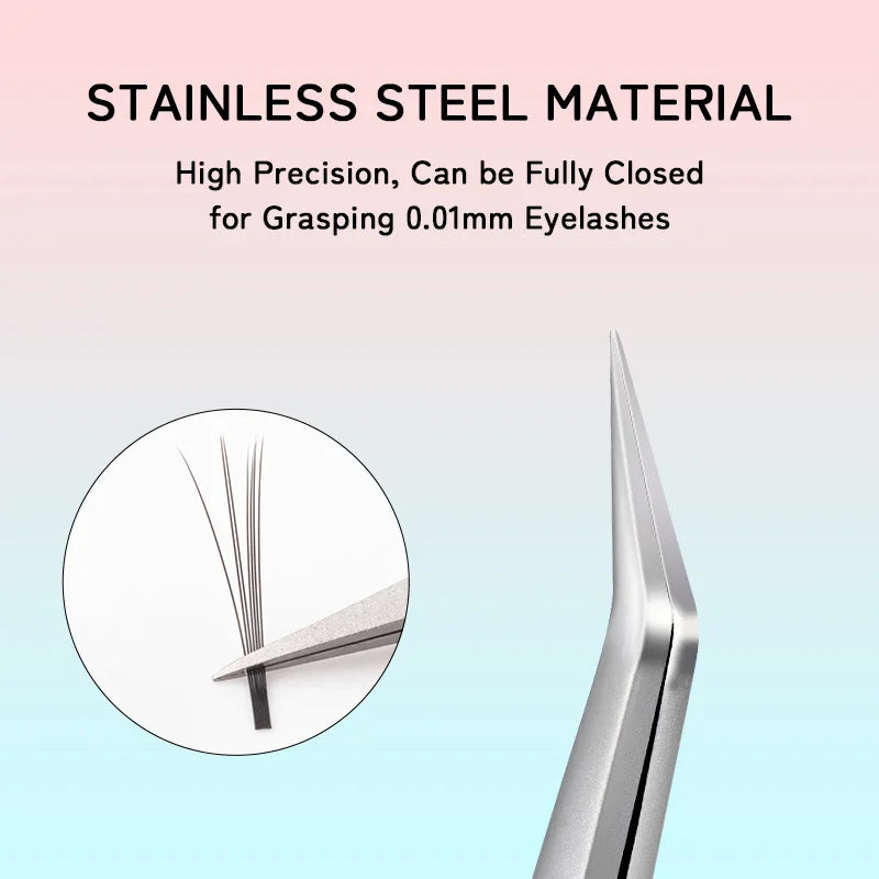 LUKATME Eyelash Tweezer Anti-Slip Fiber Tip Eyelash Extension Tools Stainless Steel Professional Precision Tweezer for Makeup