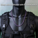 Grade 1 Titanium Chain Necklace 7mm Cuban Link, Hypoallergenic Anodized Purple Blue Necklace for Sensitive Skin