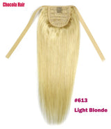 Chocola 16–18 inch Brazilian Remy human hair ribbon ponytail clip-in extension, straight style