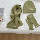 Warm women's knitted hat, scarf and gloves set for autumn and winter by HSF Marketplace
