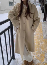 Korean style woolen coat for women by HSF Marketplace, soft warm outerwear in a stylish design